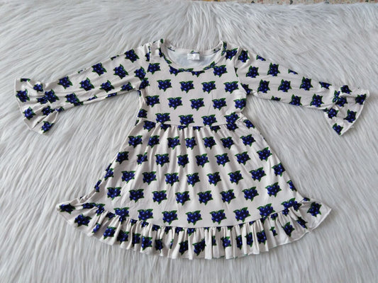 RTS NO MOQ SALES  G1-3* Blueberry long-sleeved dress