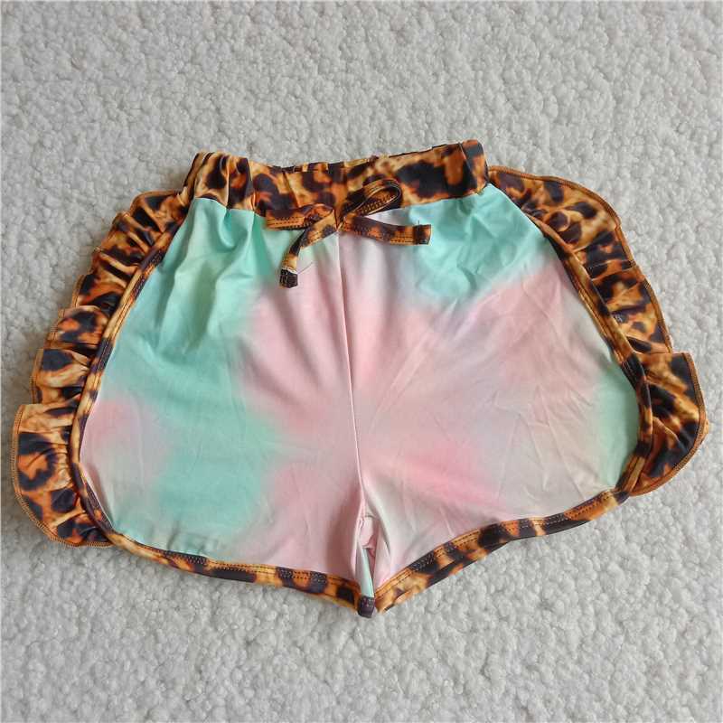 G2-4-4']] Tie-dye leopard lace shorts