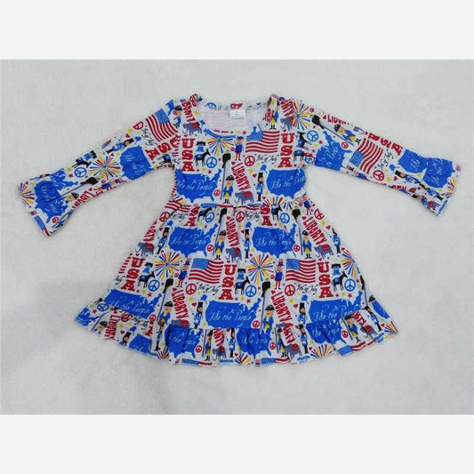 RTS NO MOQ SALES  G2-16-2* National flag long-sleeved dress