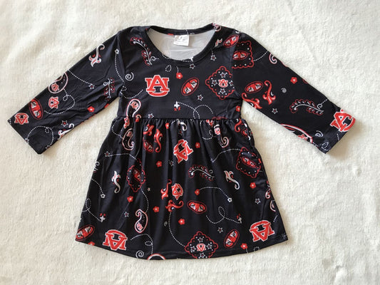 RTS NO MOQ SALES  G2-24-6]\\ Red A letter black long-sleeved dress