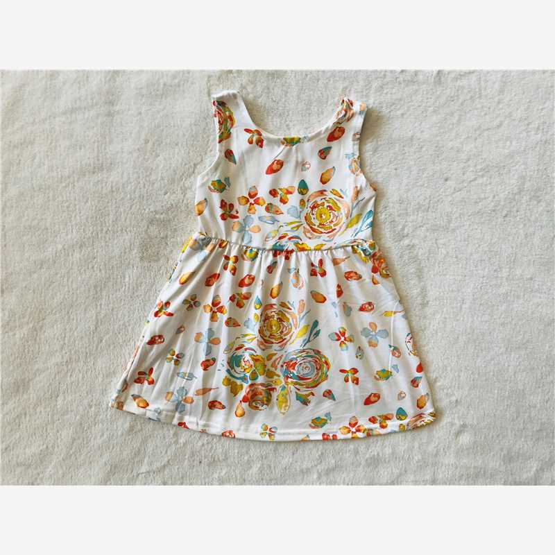 RTS SALES NO MOQ G2-23-5 Dyed ink flower sleeveless dress