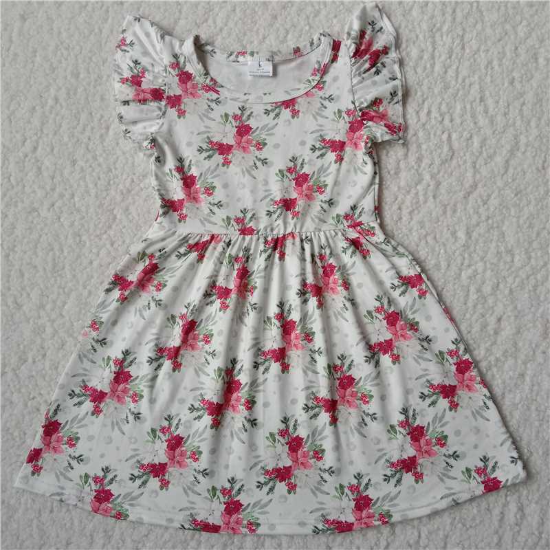 RTS SALES NO MOQ G2-19-6]] Red flower sleeve dress