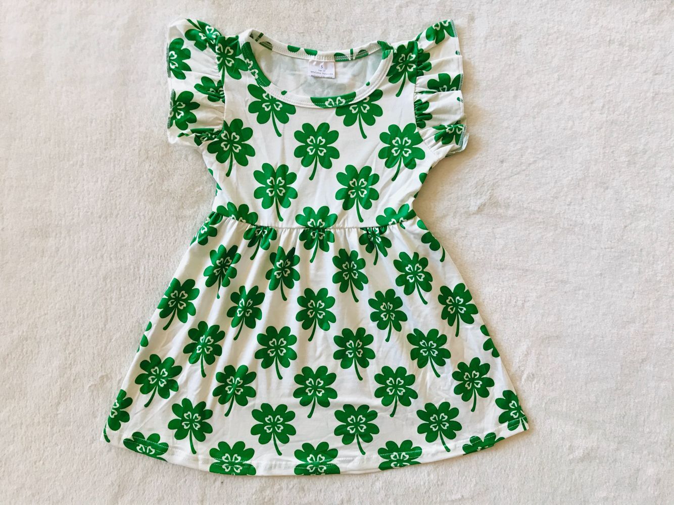 RTS SALES NO MOQ G2-19-6;; Green leaf flying sleeves dress