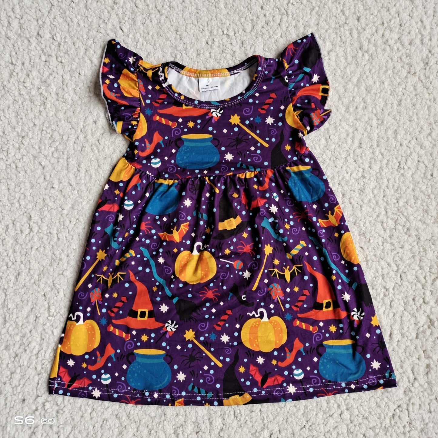 RTS SALES NO MOQ G2-19-7/ Pumpkin medicine jar blue dot purple flying sleeves dress