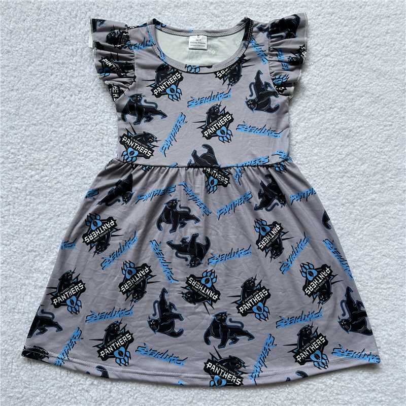 RTS SALES NO MOQ G5-11-6*; PANTHERS grey flying sleeve dress