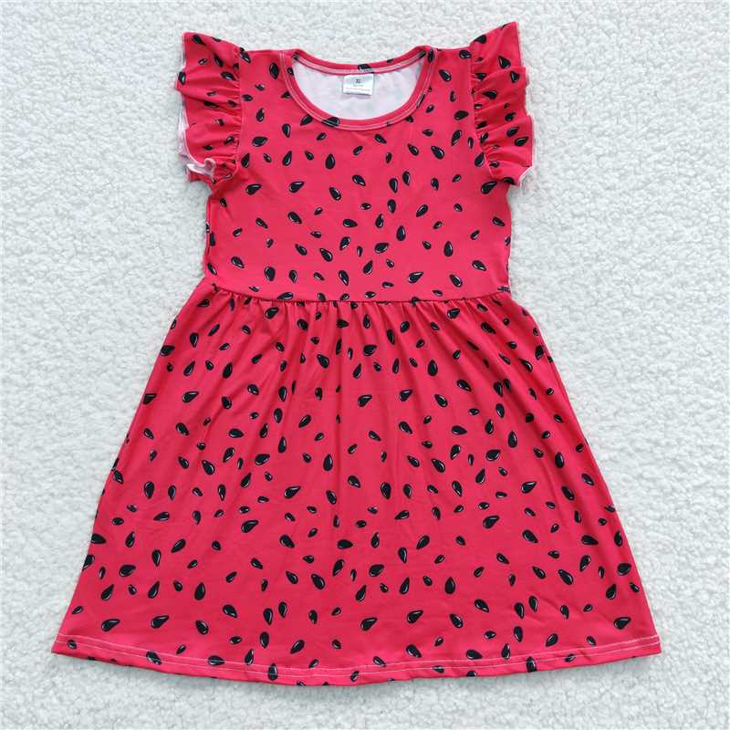 RTS SALES NO MOQ G1-11-5*. Watermelon seed rose red flying sleeves dress