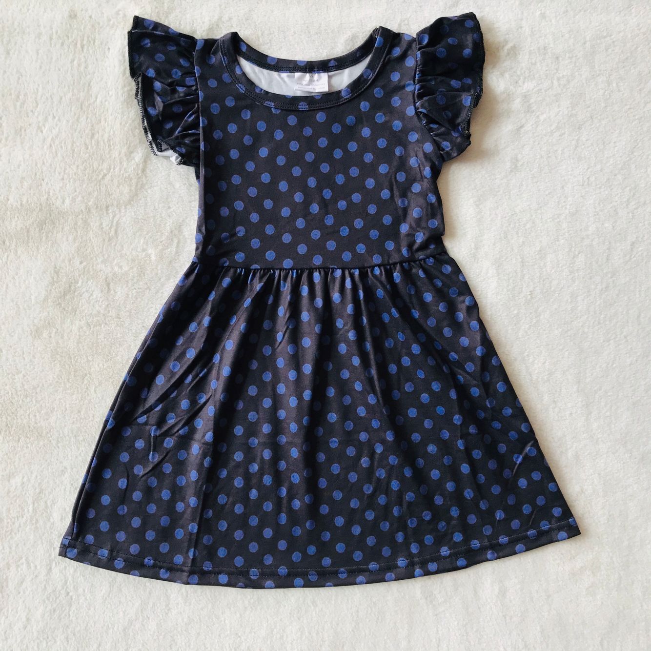 RTS SALES NO MOQ G4-3-5..* Purple polka dot flying sleeve dress