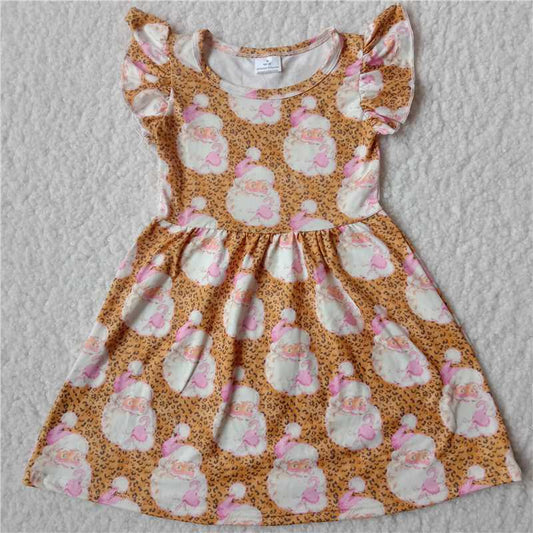 RTS SALES NO MOQ G2-3-3‘\\’ Pink hat old man gold leopard print flying sleeves dress