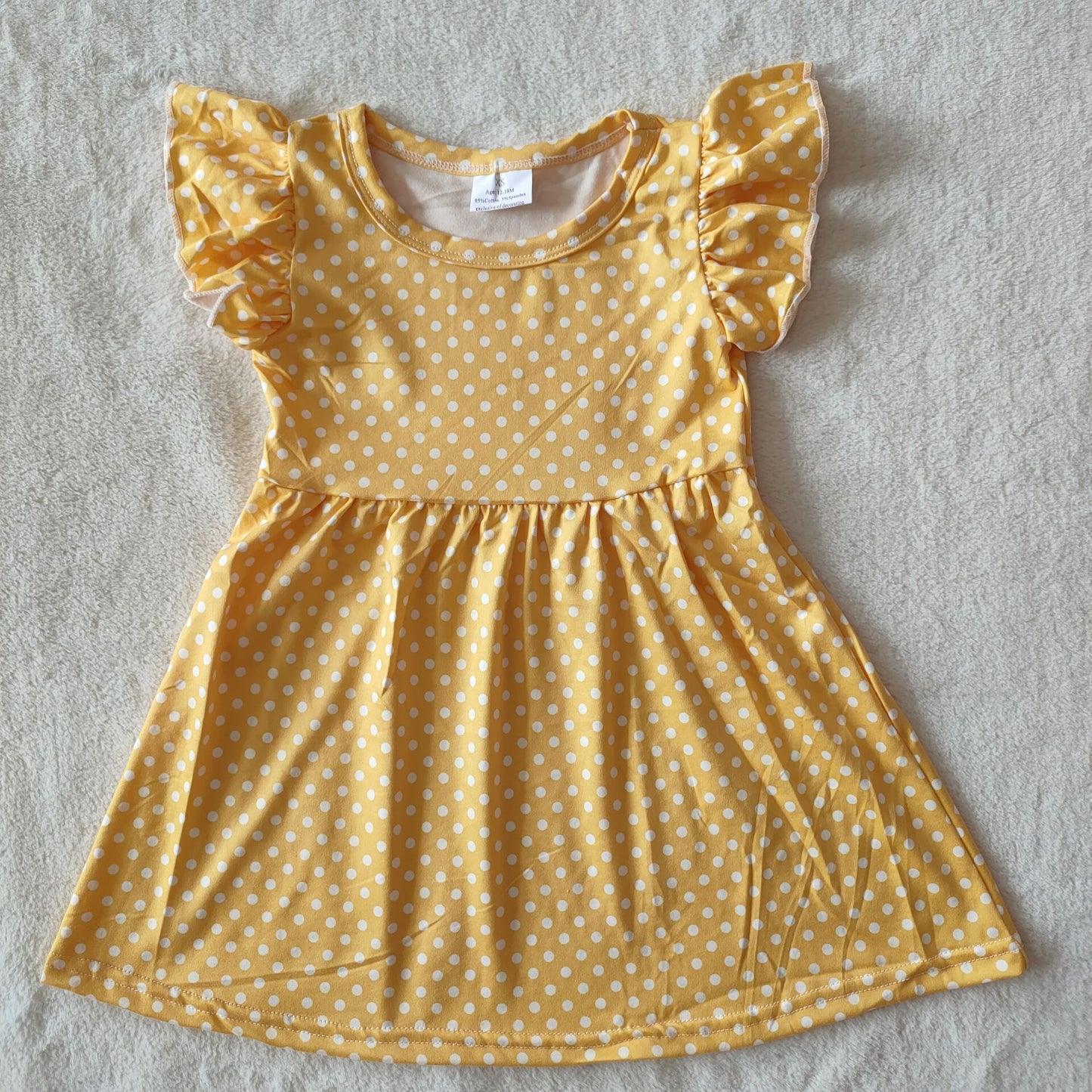 RTS SALES NO MOQ G4-7-4* Yellow skirt with white dots