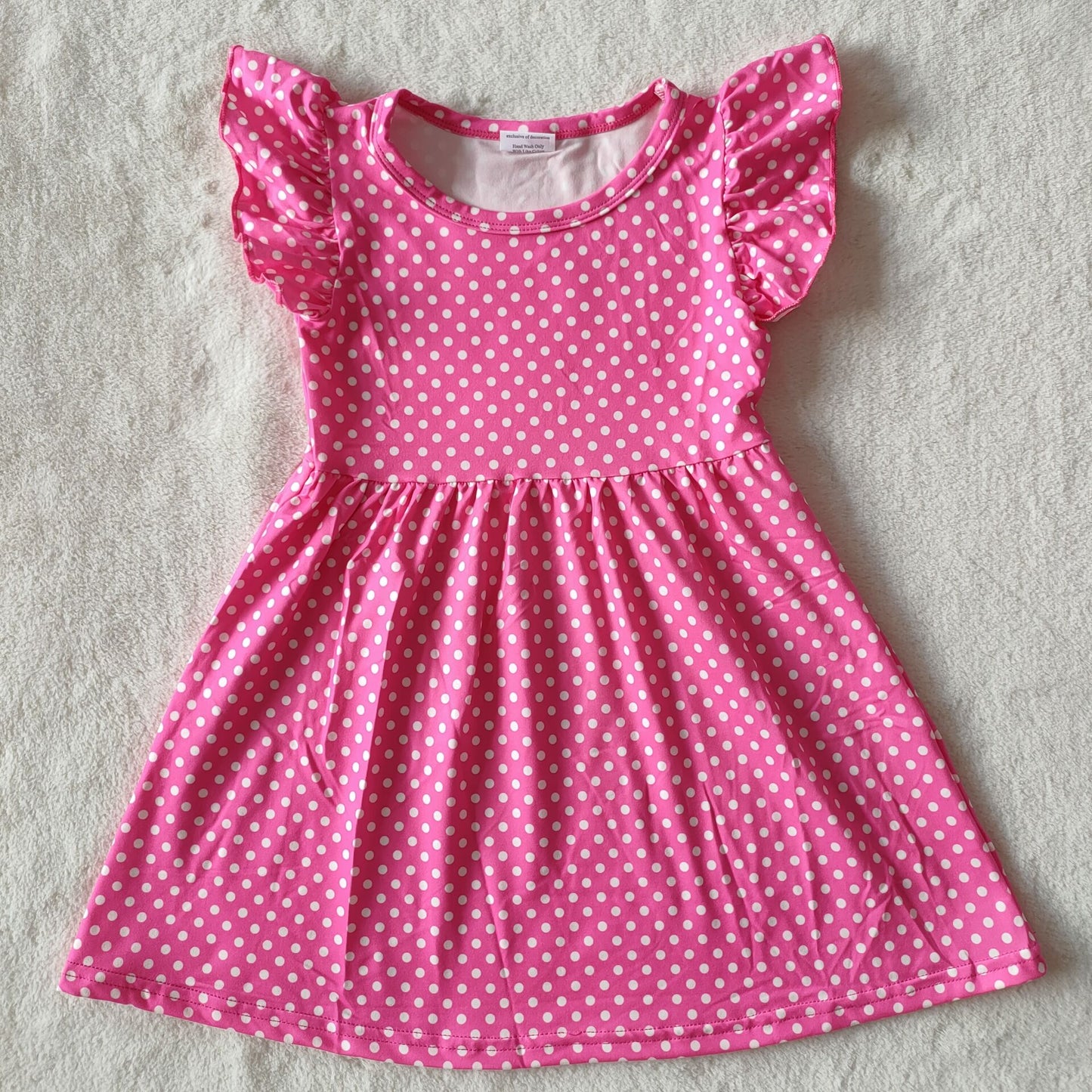 RTS SALES NO MOQ G4-7-5 White dotted rose red flying sleeve dress