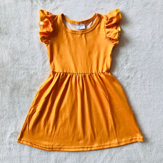 RTS SALES NO MOQ G4-11-4. Orange flying sleeves dress