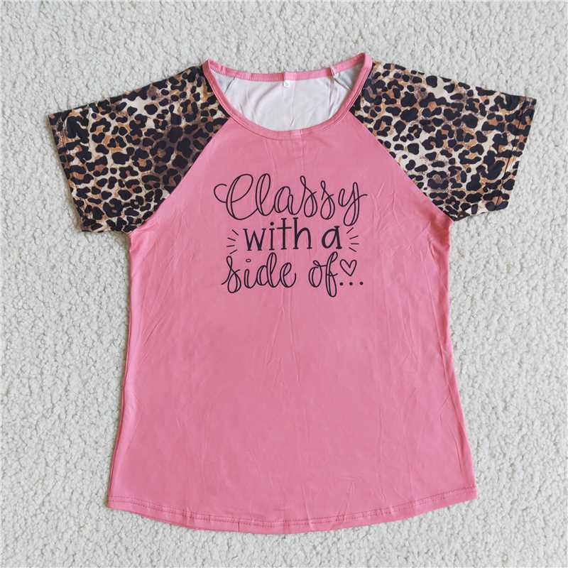 G3-10.* eeaggy Adult Leopard Print Short Sleeve Top