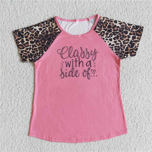 G3-10.* eeaggy Adult Leopard Print Short Sleeve Top