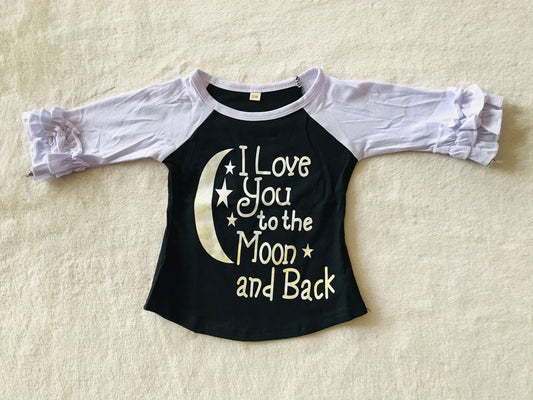 RTS SALES NO MOQ G3-20-5,. Moon letter black and white long-sleeved top