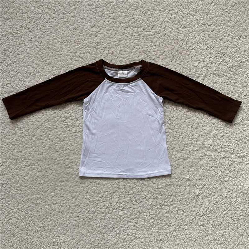 RTS SALES NO MOQ G3-16-6'' Brown long-sleeved white top