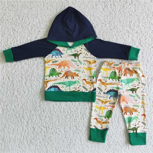 6 B9-17 Boys Dinosaur Hoodie Long Sleeve Set