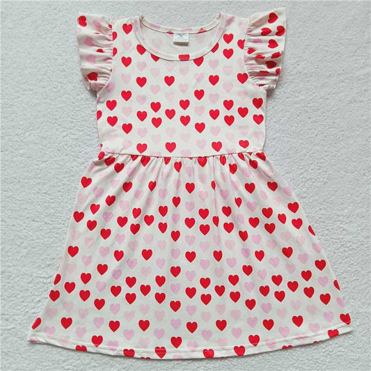 Pink Love White Flying Sleeve dress 粉红色爱心白色飞袖裙