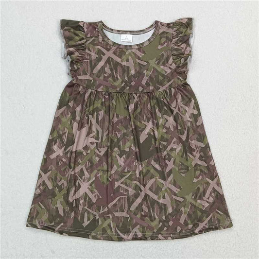 Dark green camouflage flying sleeve dress 墨绿色迷彩飞袖裙