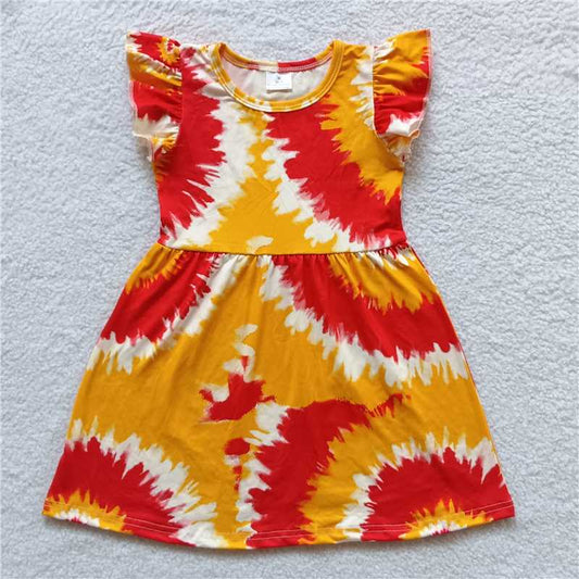 Red, yellow and white tie-dye flying sleeve skirt 红黄白扎染飞袖裙