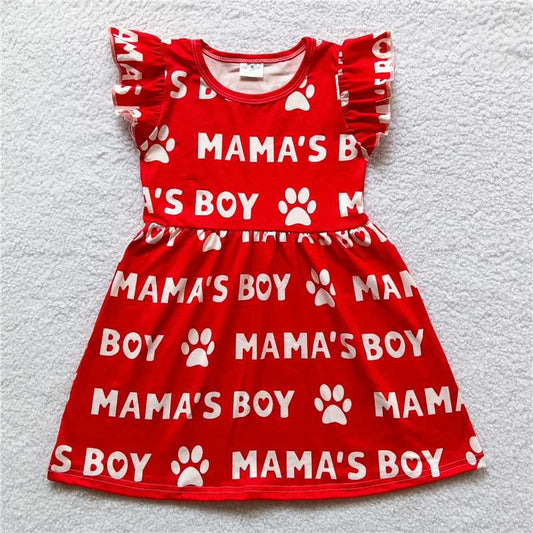 RTS SALES 	 MAMASBOY字母红色飞袖裙 MAMASBOY red flying sleeves skirt with letters