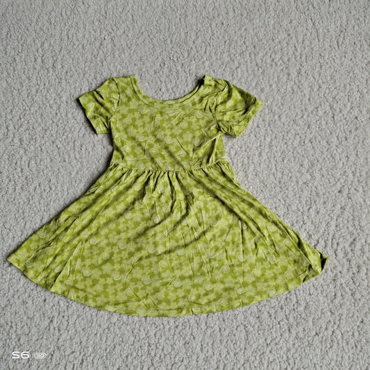 G3-3'\*/ Patterned grass green short-sleeved skirt