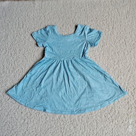 RTS SALES NO MOQ G4-11-8*\/ Light blue bubble short-sleeved skirt
