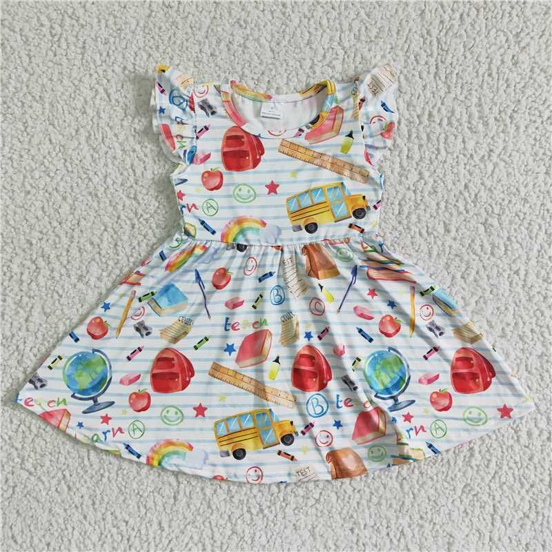 RTS NO MOQ baby girl clothes BACK TO SCHOOL short-sleeved shorts suit & short-sleeved sets dress