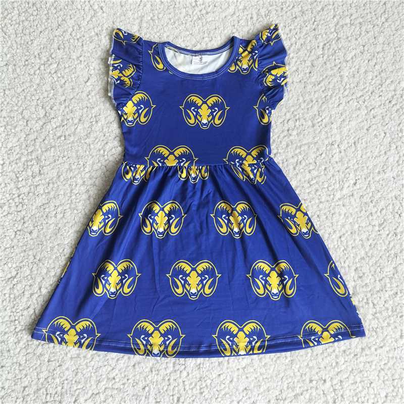 RTS SALES NO MOQ G4-3-7'* Yellow sheep head dark blue flying sleeves skirt