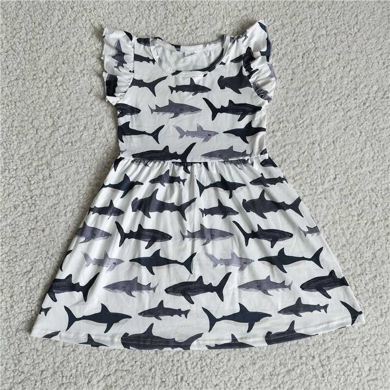 RTS SALES NO MOQG4-11-8*;' Black shark white flying sleeves dress