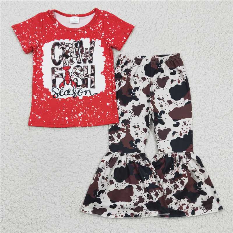 RTS NO MOQ Baby girl clothes Valentine Love Short Sleeve Pants Suit