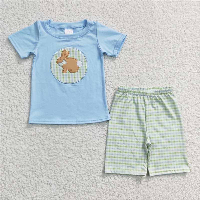 RTS NO MOQ Baby boy clothes embroidery easter Short Sleeve shorts Suit