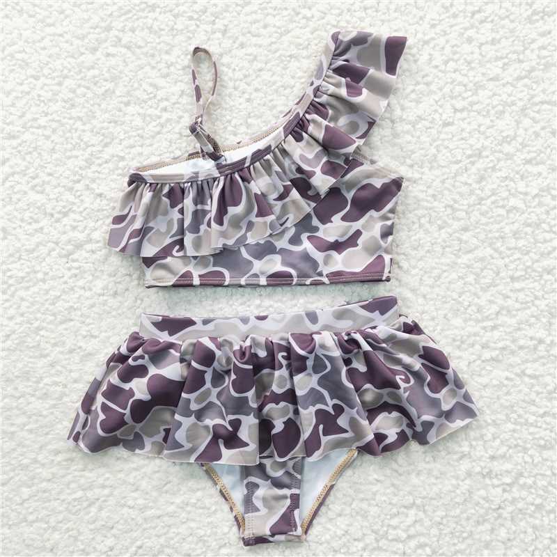 S0078  Camouflage Grey Swimsuit Set