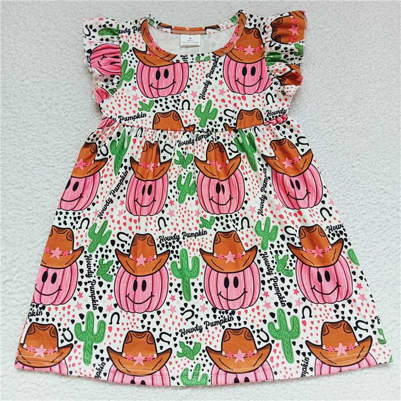 Pink pumpkin cactus flying sleeve dress 粉色南瓜仙人掌飞袖裙