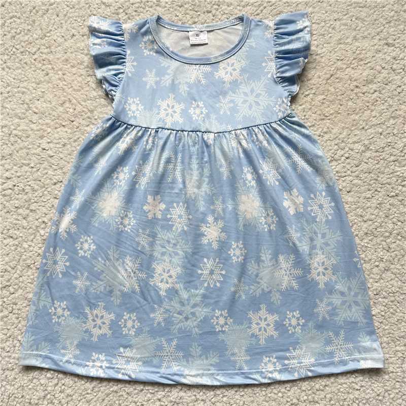 Snowflake blue flying sleeve dress 雪花蓝色飞袖裙