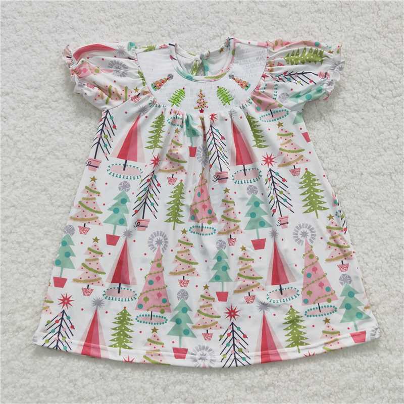 RTS NO MOQ Embroidery summer skirt Christmas smock dress