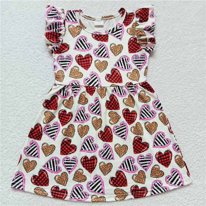 Leopard plaid striped heart flying sleeve dress 豹纹格子条纹爱心飞袖裙