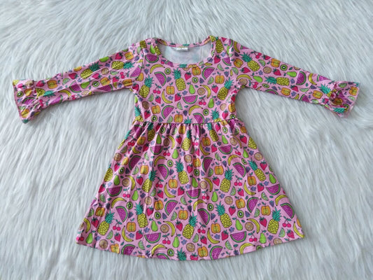 RTS NO MOQ SALES  G1-3-7.*. Fruit long-sleeved dress