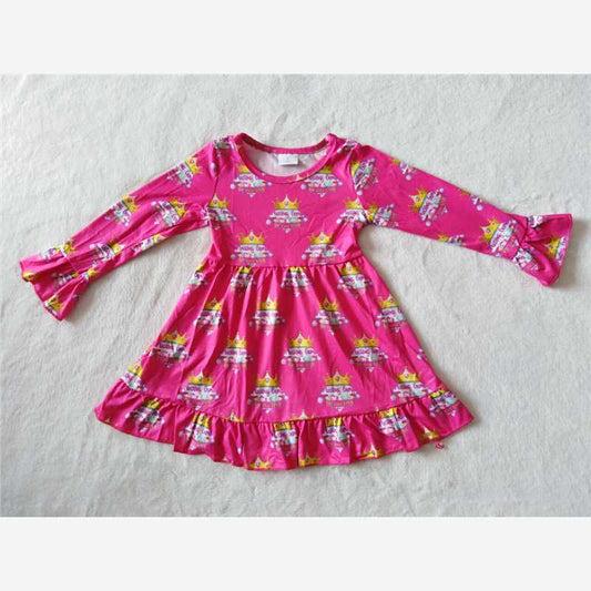 RTS NO MOQ SALES  G2-20-1*/ Yellow crown rose red long sleeve dress