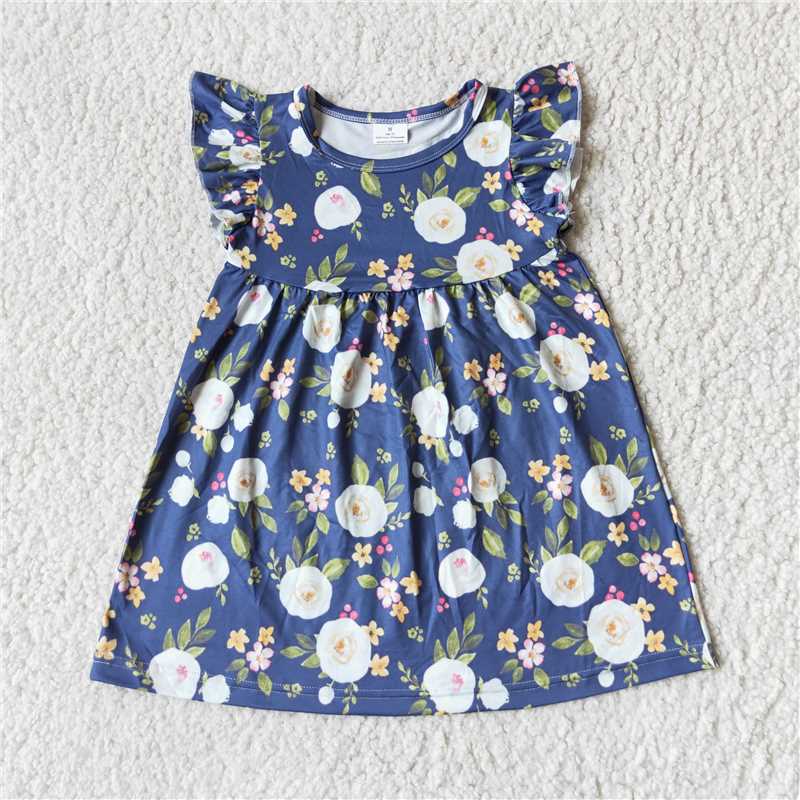 RTS SALES NO MOQ G3-10*. Yellow, pink, white and blue flying sleeves dress