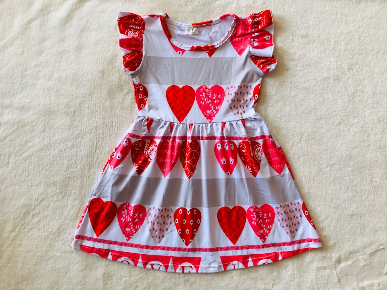 RTS SALES NO MOQ G2-19-9'' Red heart flying sleeve dress