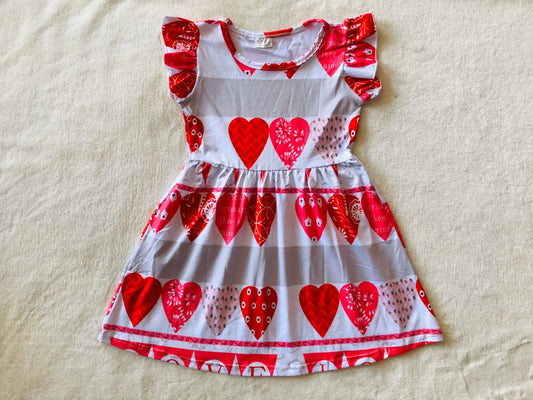 RTS SALES NO MOQ G2-19-9'' Red heart flying sleeve dress