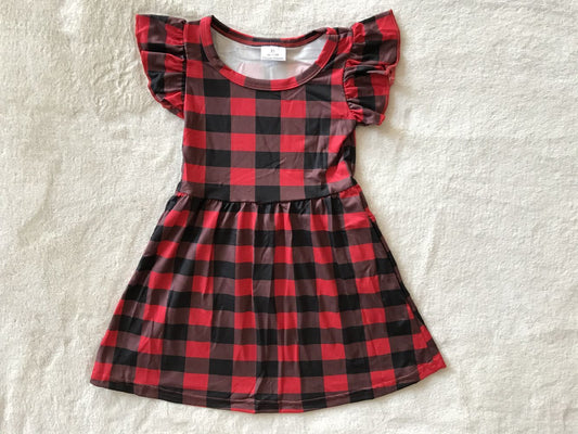 RTS SALES NO MOQ G2-15-7【】 Brown rectangular plaid flying sleeve skirt