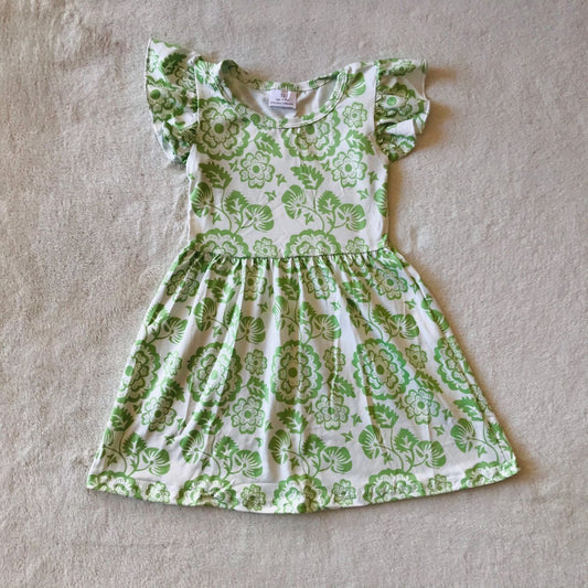 RTS SALES NO MOQ G4-7-1** Green flower sleeve dress