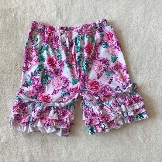 G2-12-8*/ Purple-red flower and blue-leaf lace shorts