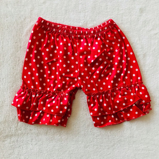 G5-8-2【 White polka dot red two-layer lace shorts