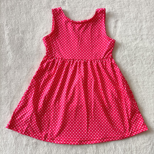 RTS SALES NO MOQ G4-19-6/ White and small dots coral red sleeveless dress