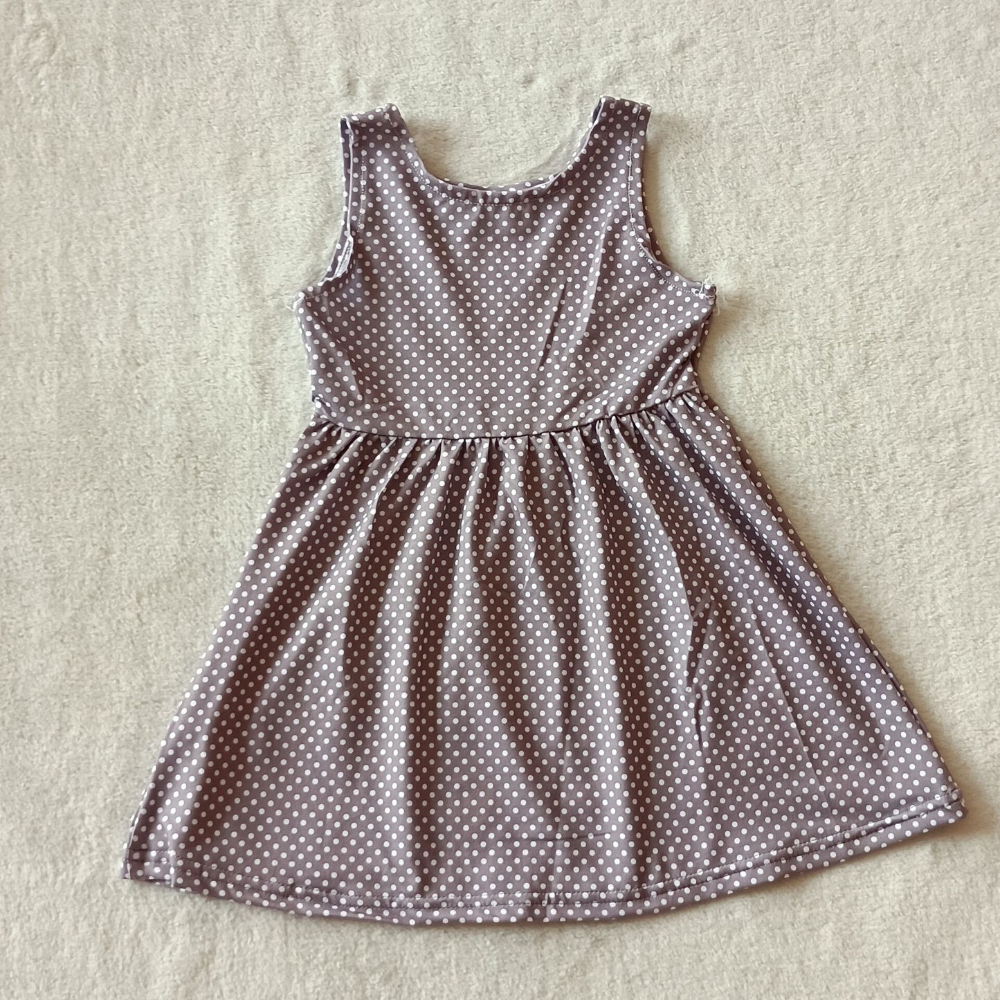 RTS SALES NO MOQ G4-23 Dark grey sleeveless dress with white dots