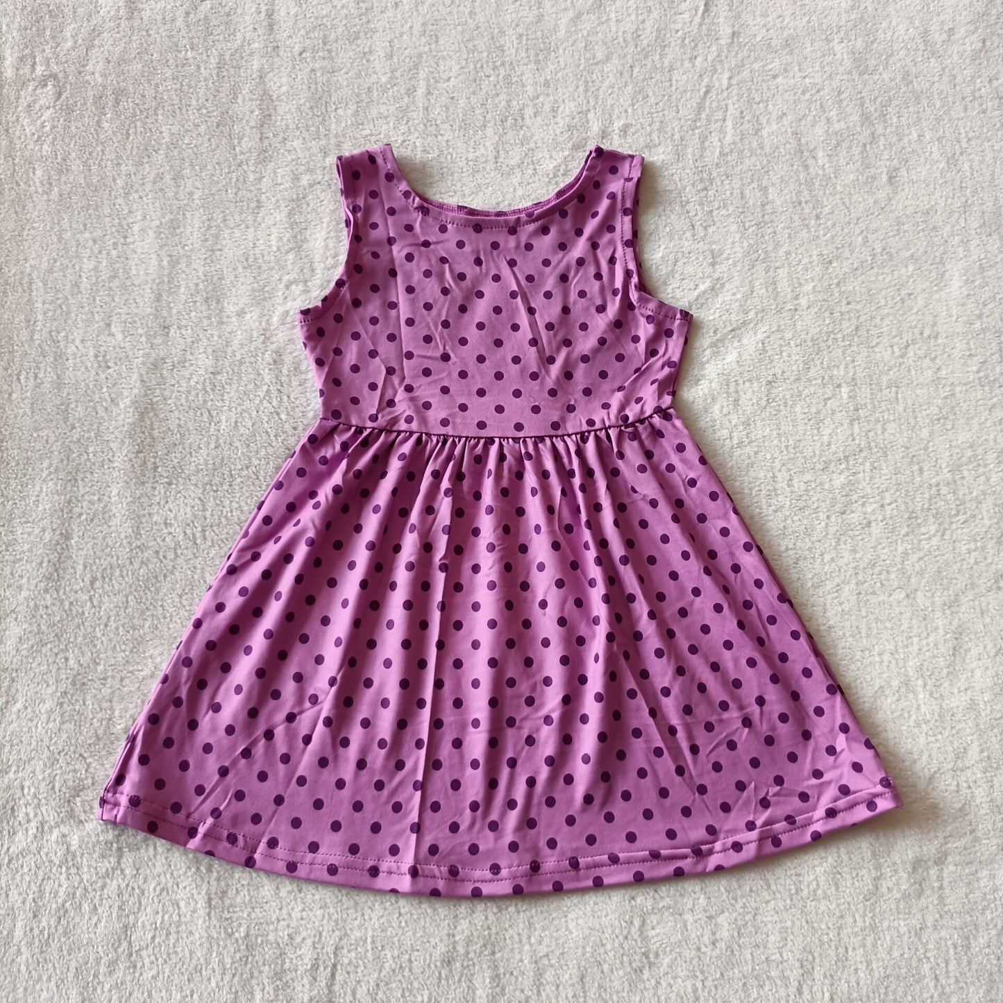 RTS SALES NO MOQ G4-23] Dark purple polka dot sleeveless dress