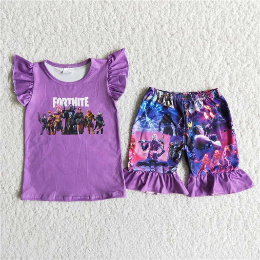 D11-28 Game FORTNITE Purple Little Flying Sleeve Suit