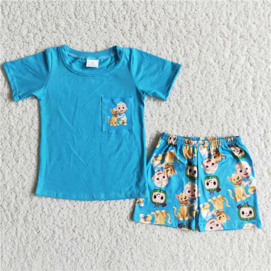 D9-26 blue pocket coco and dog boy set